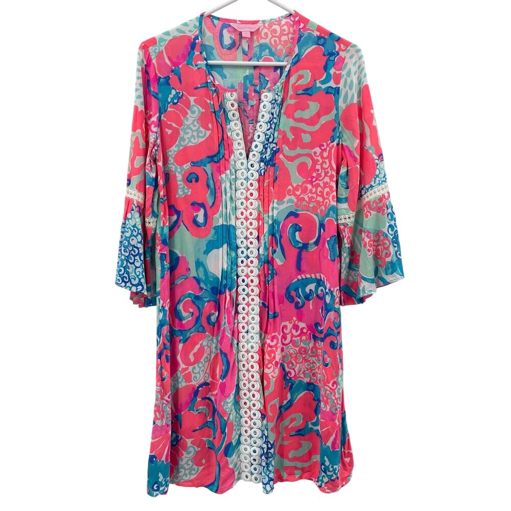 Lilly Pulitzer Knee Length Dress/ Beach Cover-Up, Pink & Blue, NWOT, Sz. S Beach